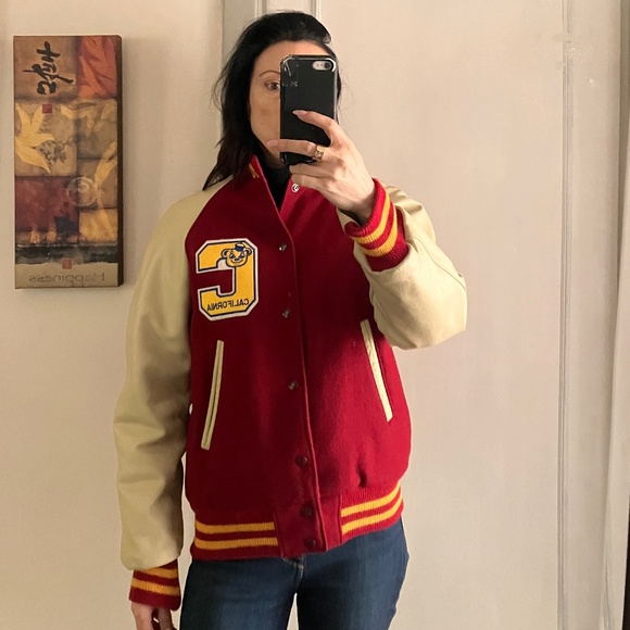 Vintage Leather and Wool Varsity Jacket - Picture 8 of 16